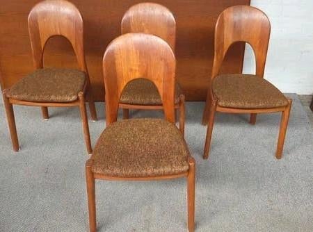 Deense teak stoelen Koefoeds hornslet vintage design, Ophalen, Gebruikt, Bruin, Koefoed