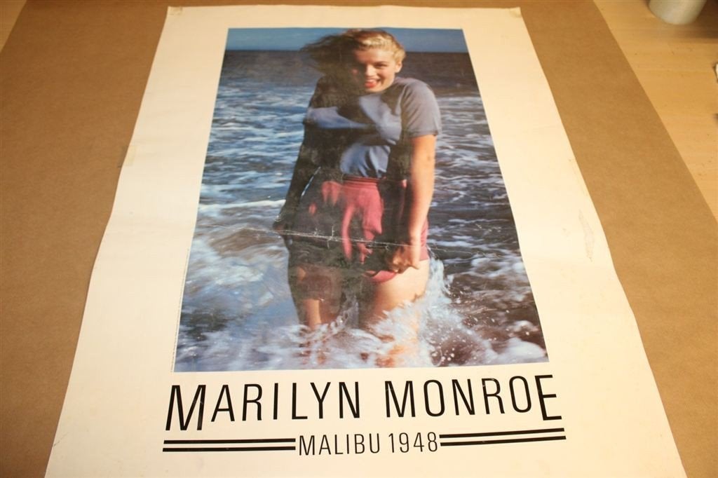 Grote poster - Marilyn Monroe - Malibu 1948, Ophalen of Verzenden, Gebruikt, A1 t/m A3, Film en Tv