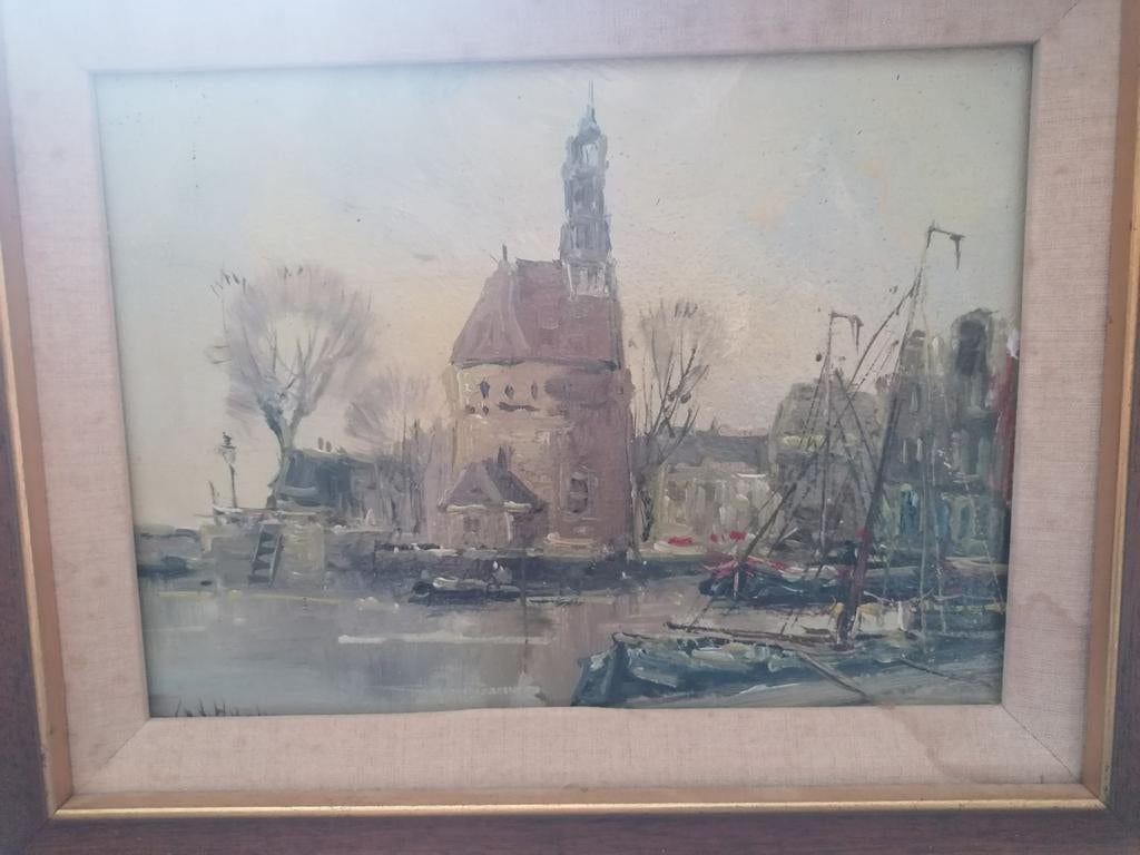 Antiek aquarel Hoofdtoren Hoorn gesigneerd, Antiek en Kunst, Kunst | Schilderijen | Klassiek, Ophalen of Verzenden