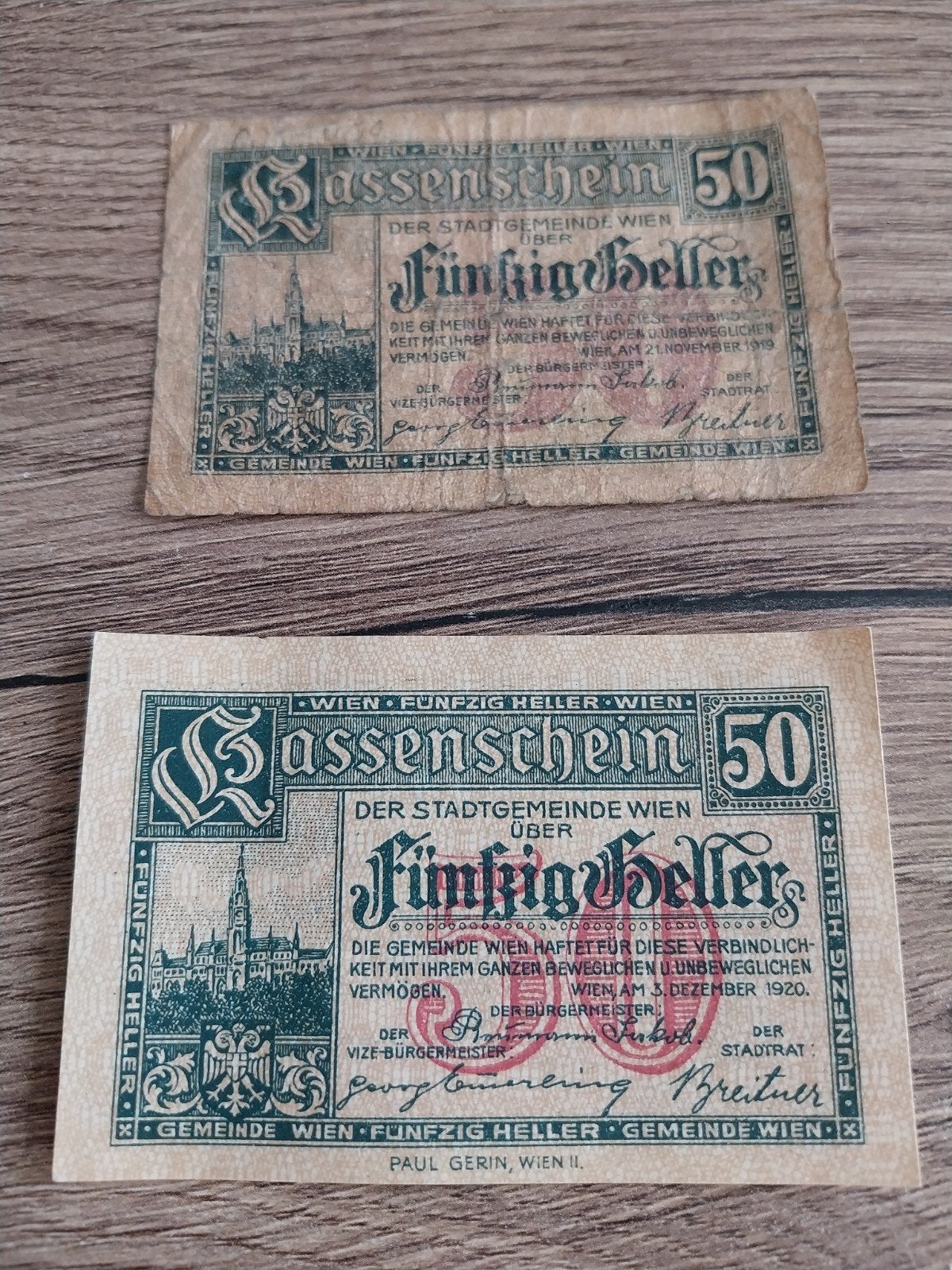 Oostenrijkse Kassenschein 50 Heller (1919 & 1920), Postzegels en Munten, Bankbiljetten | Europa | Eurobiljetten, Ophalen of Verzenden