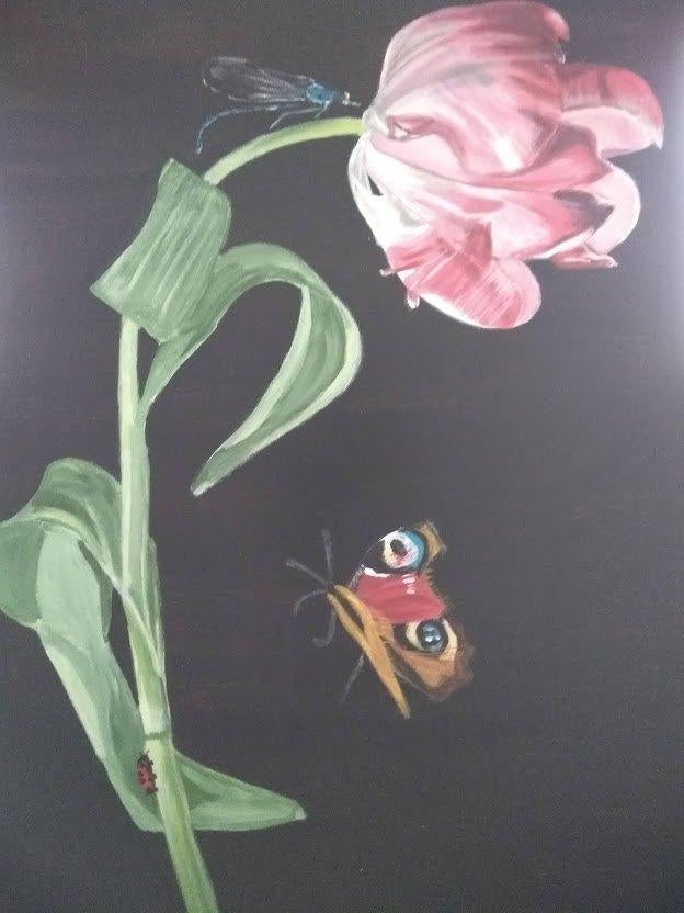 schilderij tulp 50 x 70, Ophalen, Nieuw, Schilderij, 50 tot 75 cm