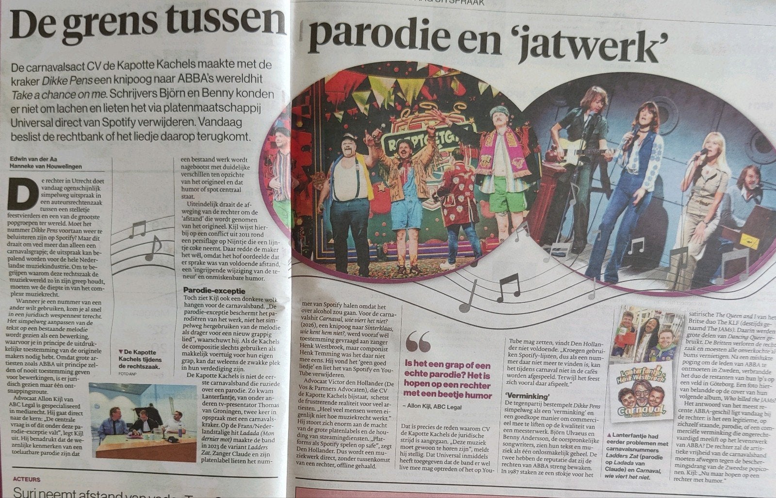 ABBA / De Kapotte Kachels Krantenartikel knipsel, Verzamelen, Ophalen of Verzenden, 1980 tot heden, Nederland, Knipsel(s)