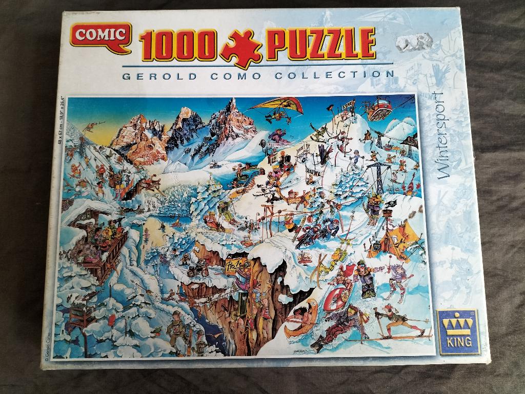 Comic puzzel Wintersport - Gerald Como Collection / 1000 st., Ophalen of Verzenden, 500 t/m 1500 stukjes, Zo goed als nieuw, Legpuzzel