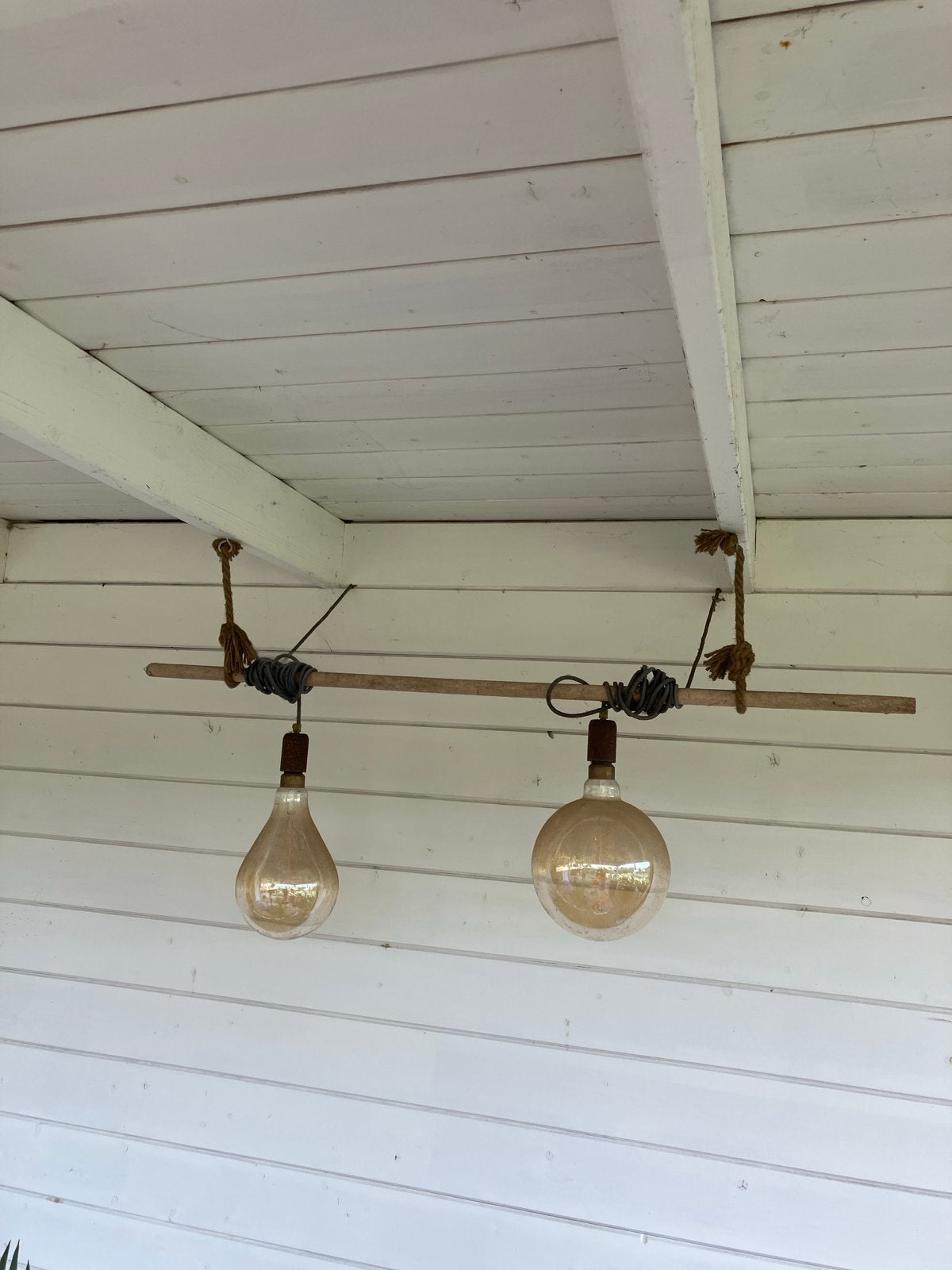 Rustieke hanglampen met Edison lampen, Ophalen, Gebruikt, Hout, E27 (groot)