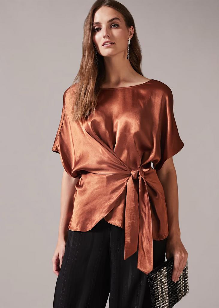 Phase Eight schitterende top roestkleur satijn maat 42, Kleding | Dames, Tops, Overige kleuren, Verzenden, Maat 42/44 (L), Nieuw