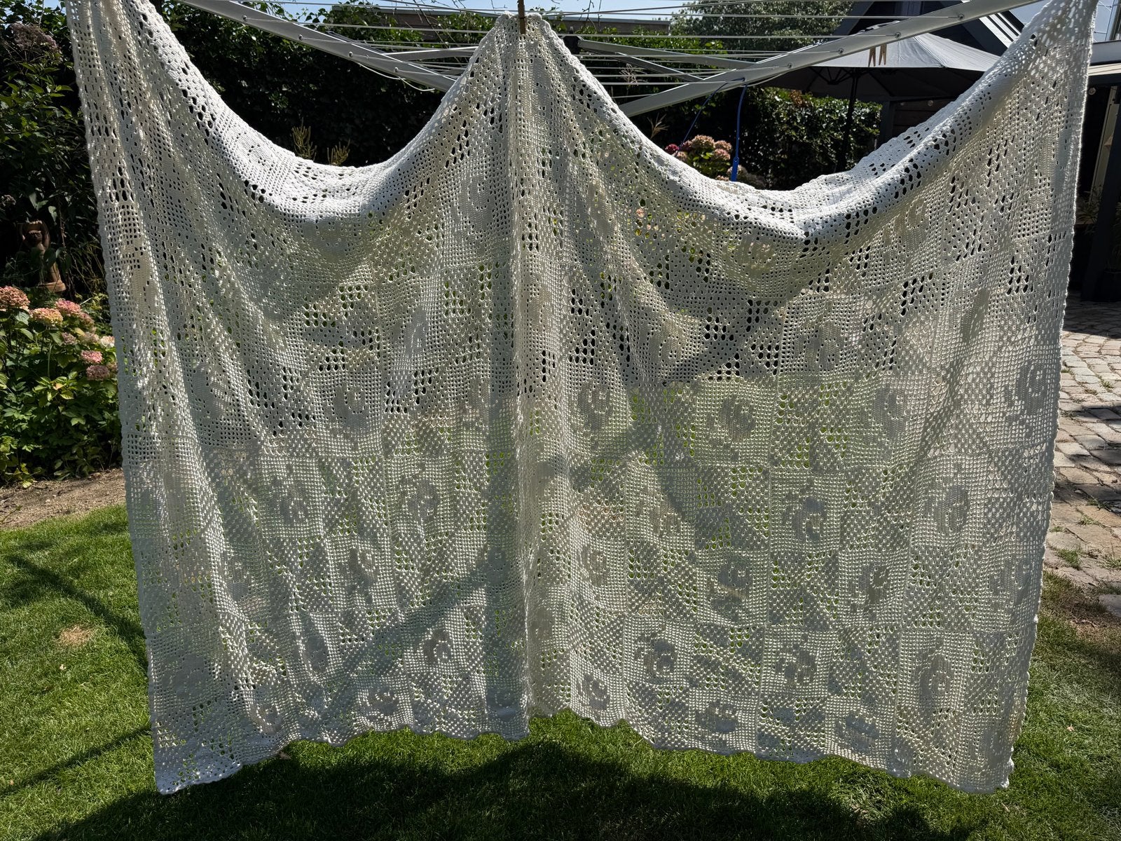 Vintage gehaakt sprei met rozenpatroon, Ophalen of Verzenden