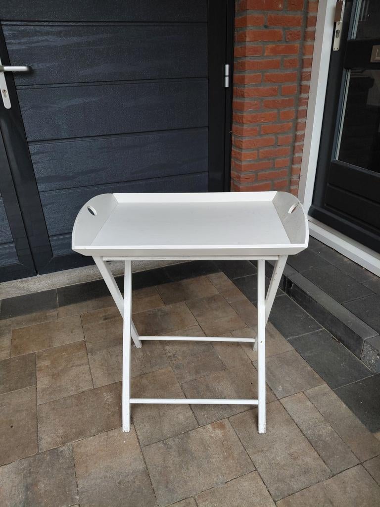 Houten Butlertray - Wit - Inklapbaar, Ophalen, Hout, 2 zitplaatsen