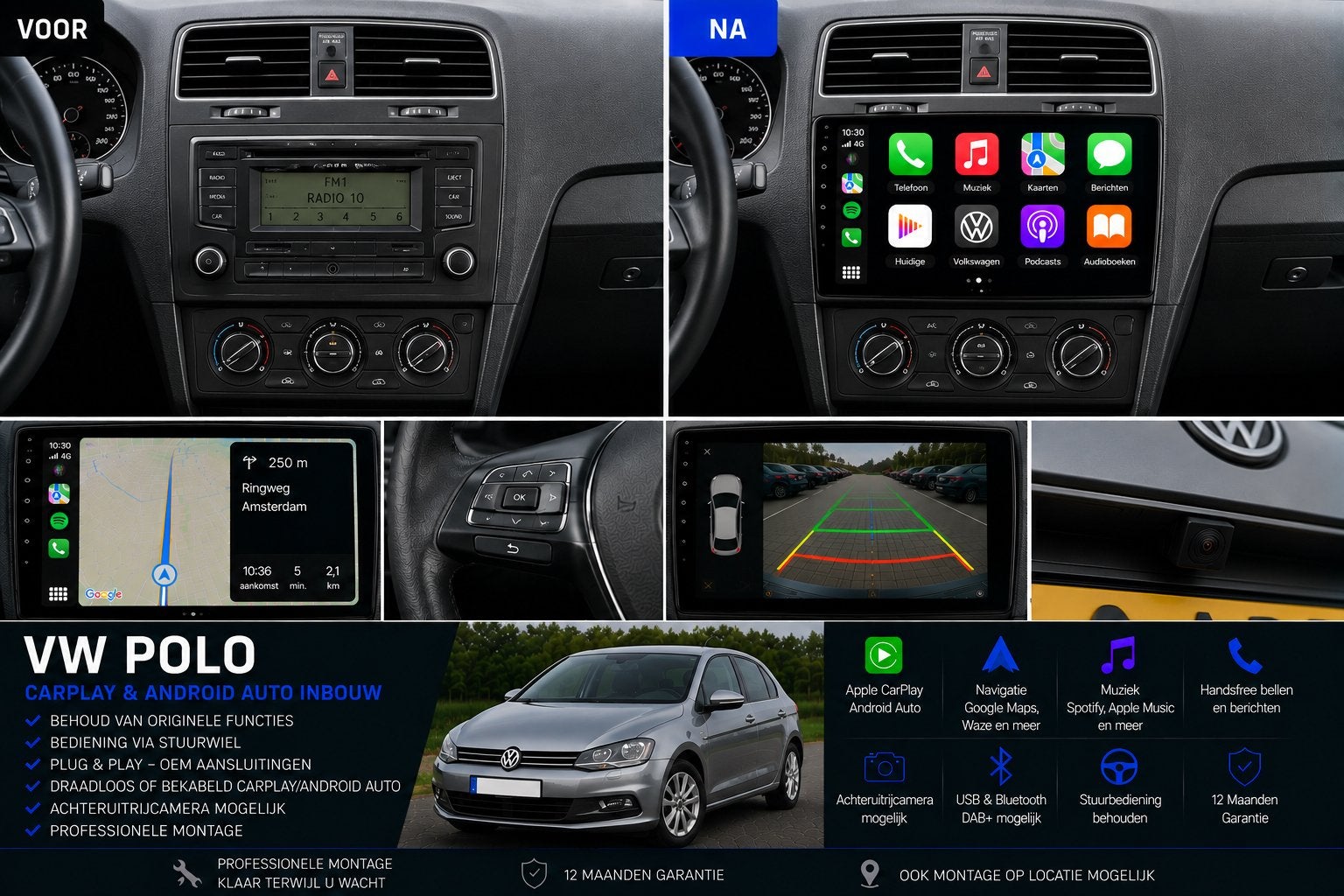 Volkswagen Polo CarPlay & Android Auto Inbouw, Ophalen, Zo goed als nieuw