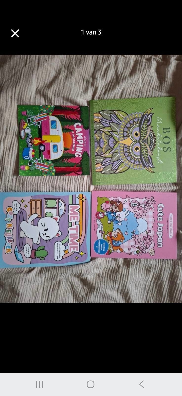 3 nieuwe kleurboeken: Camping, Me-Time, Cute Japan + Mandala, Boeken, Hobby en Vrije tijd, Ophalen of Verzenden, Zo goed als nieuw