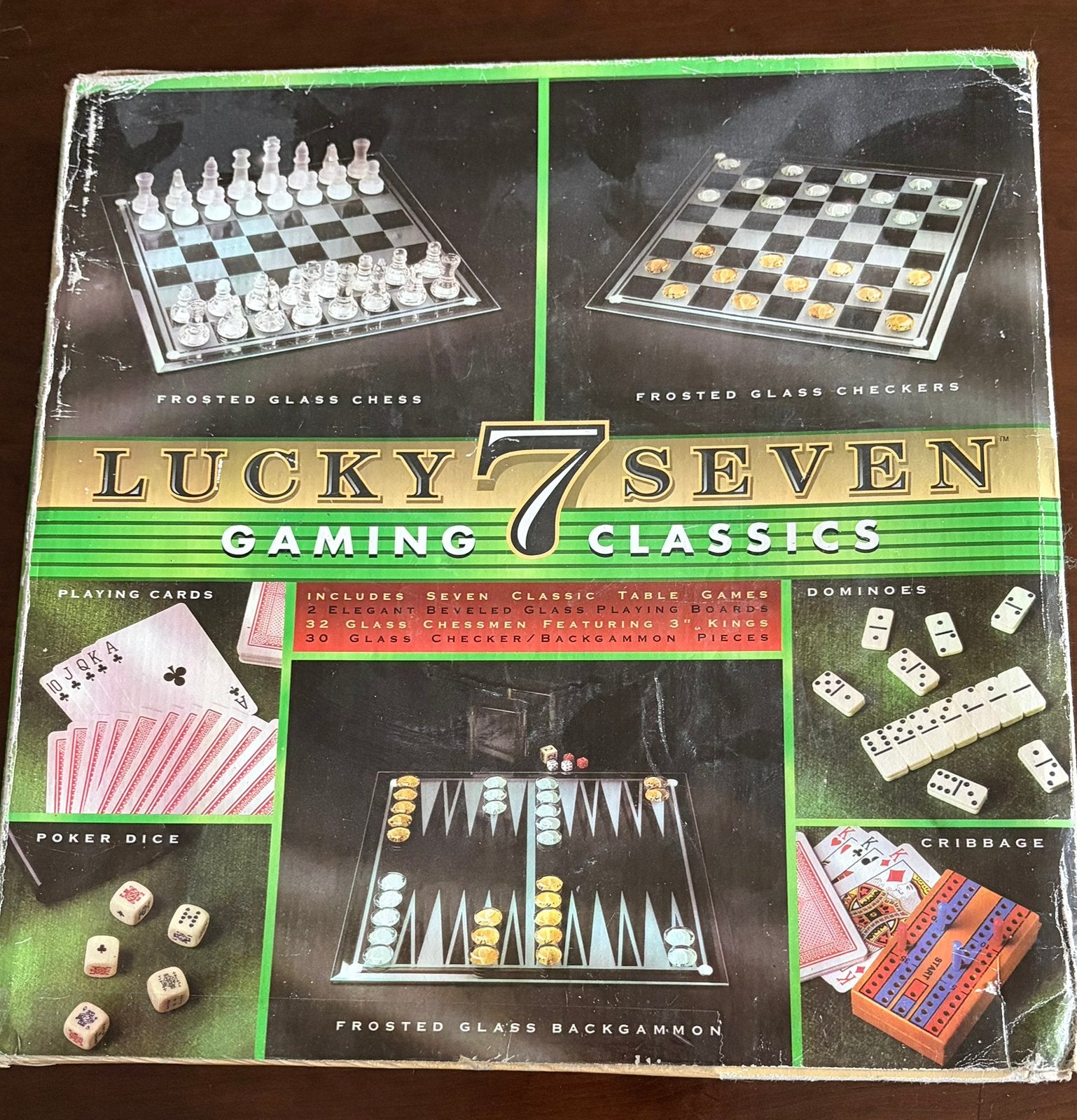 Backgammon, schaak en damspel, vintage in glas., Ophalen of Verzenden, Gebruikt