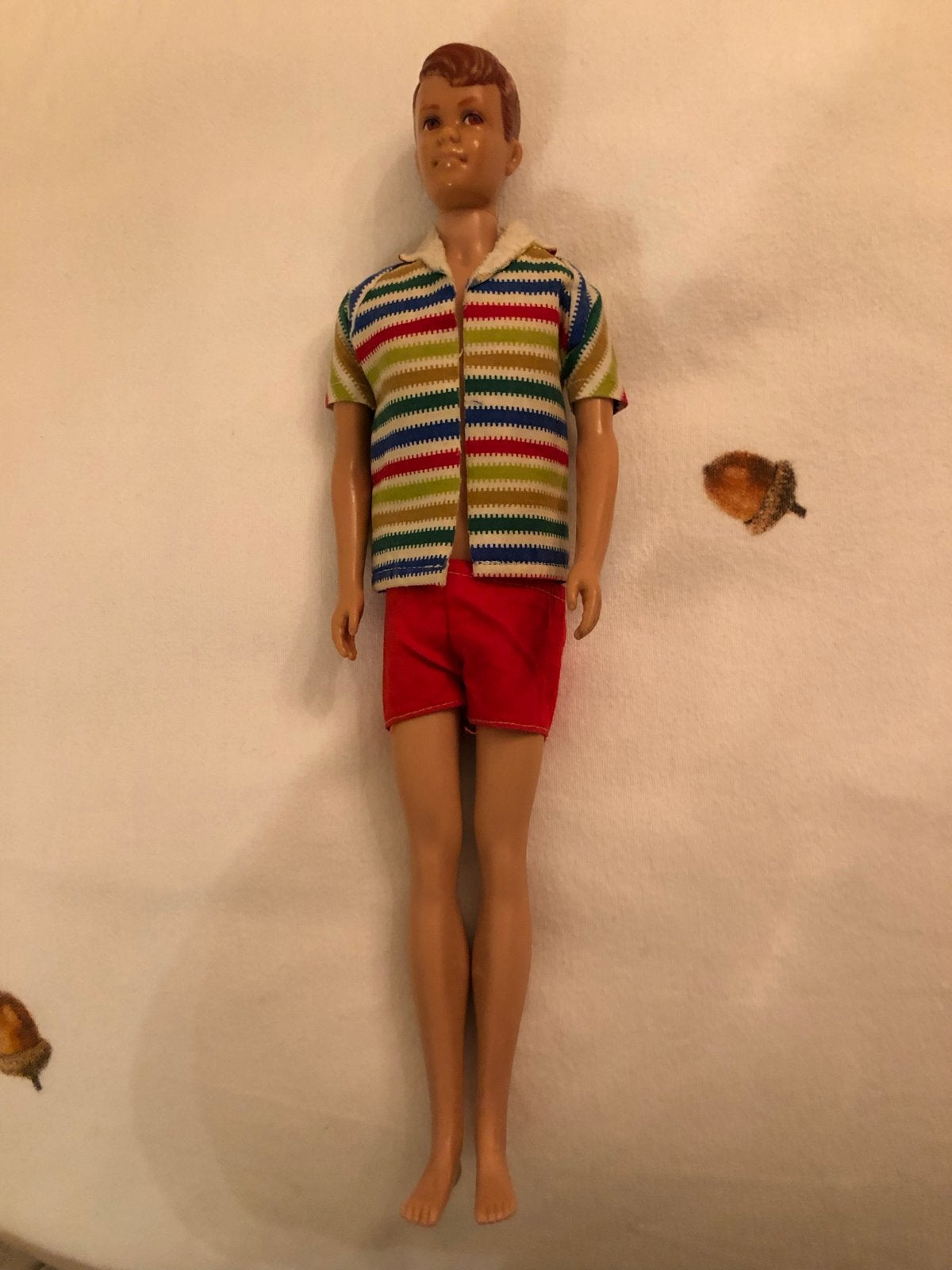 Vintage Allan pop, origineel gestreept shirt en rode broek., Kinderen en Baby's, Speelgoed | Poppen, Ophalen of Verzenden, Gebruikt