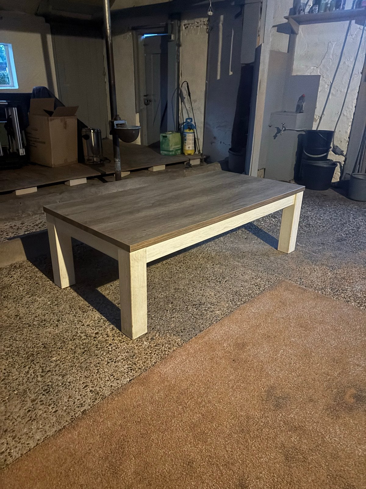 Salontafel Lynn - wit eiken - 42,5x135x67,5 cm, Ophalen, 100 tot 150 cm, Eikenhout, 50 tot 100 cm