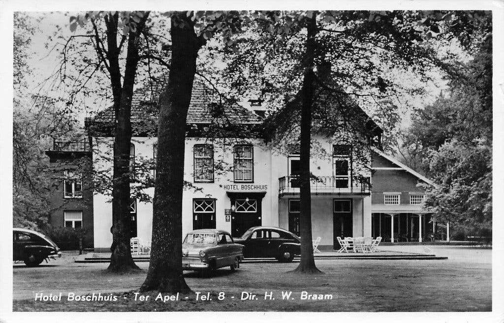 JP1462 Ter Apel Hotel het Boschhuis 1960, Ophalen of Verzenden, 1940 tot 1960, Gelopen, Groningen