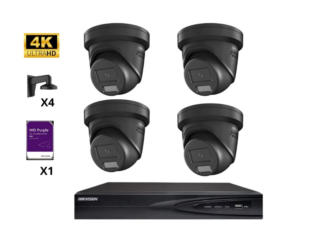 Set - 4 x HikVision DS-2CD2387G2H-LISU/SL + Nvr + Beugels