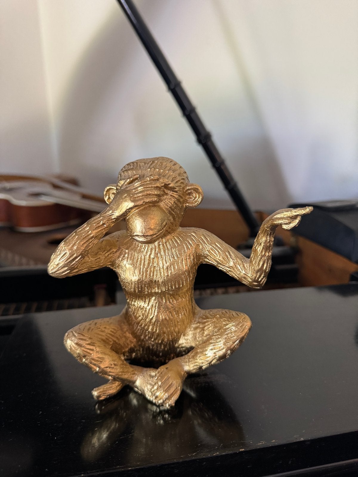 Gouden aapje decoratie - Horen, zien en zwijgen, Ophalen of Verzenden, Zo goed als nieuw, Goud, Metaal