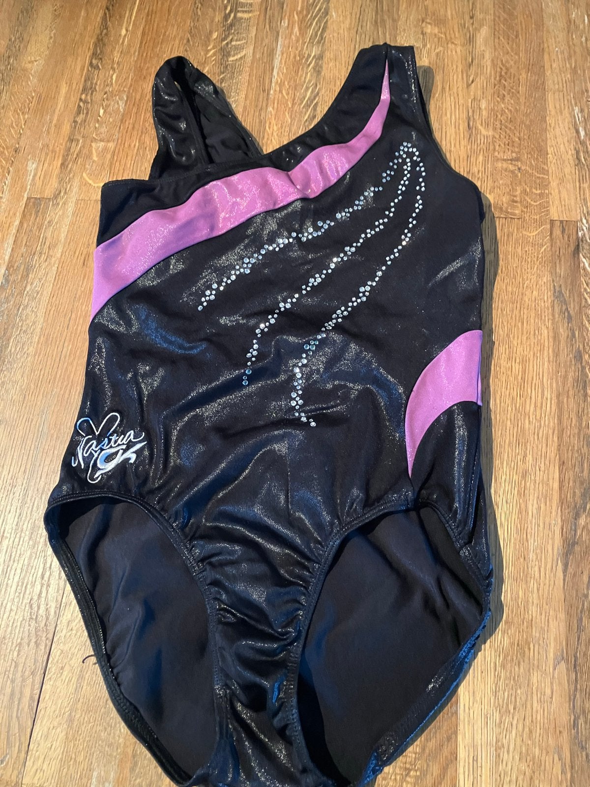 Turnpakje zwart/roze met glitters - Maat XS/S, Gebruikt, Zwart, Maat 36 t/m 42, Ophalen of Verzenden