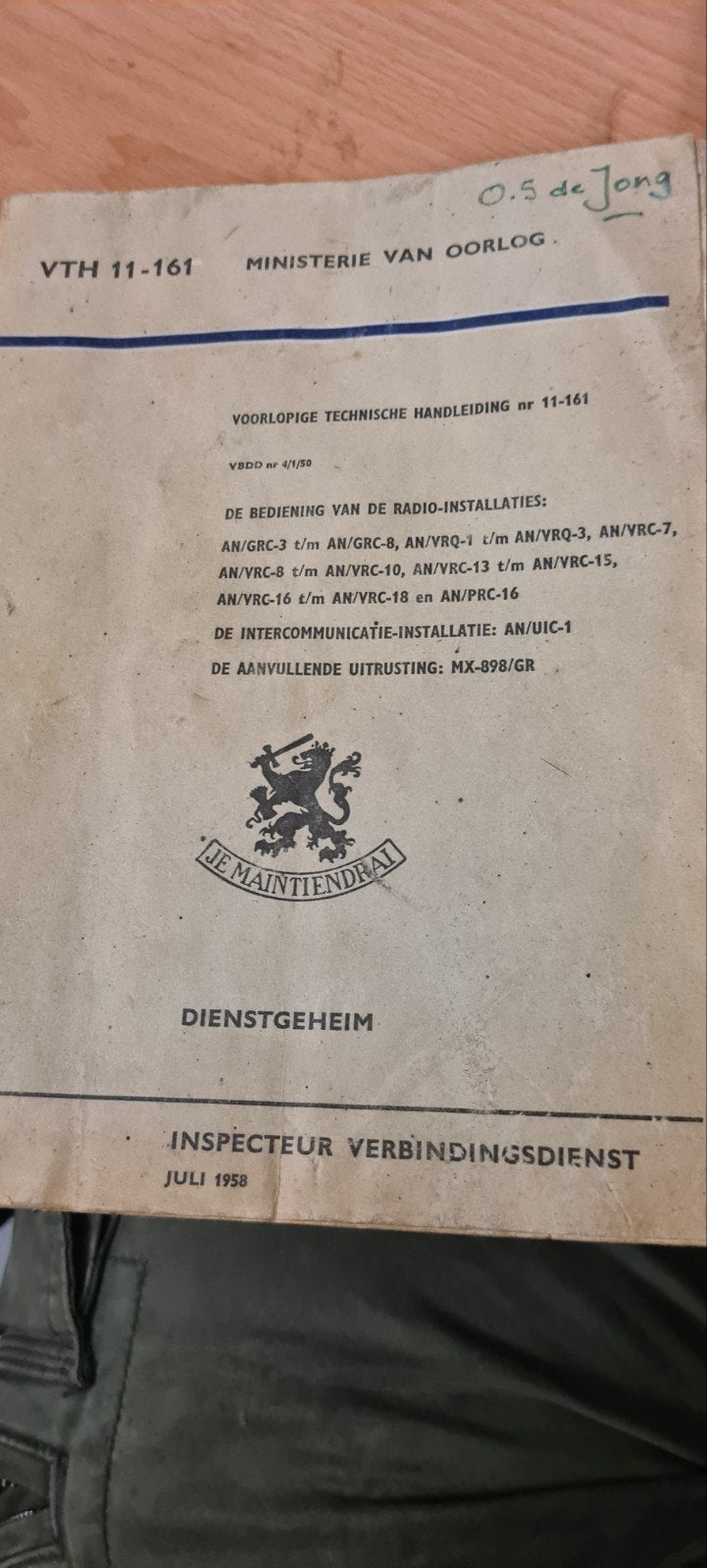 Veld en Basisonderhoud chassis en carrosserie Nekaf, Verzamelen, Militaria | Algemeen, Ophalen, Landmacht, Amerika