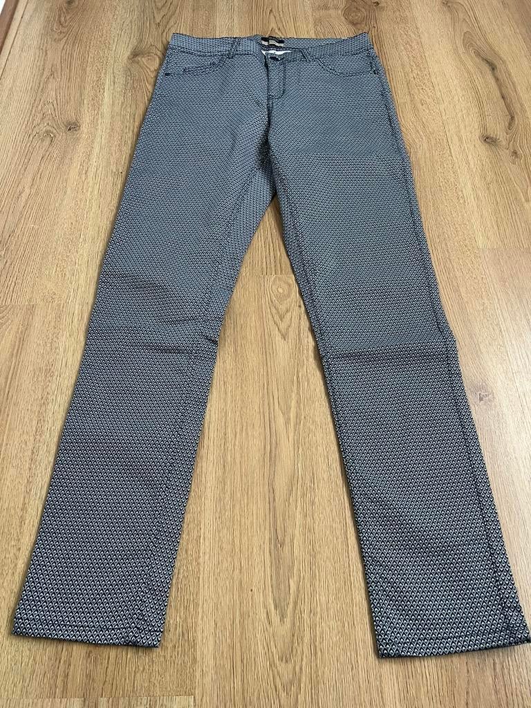 Claudia strater casual donkerblauw wit wiebertjes broek 36, Kleding | Dames, Broeken en Pantalons, Maat 38/40 (M), Blauw, Claudia strater