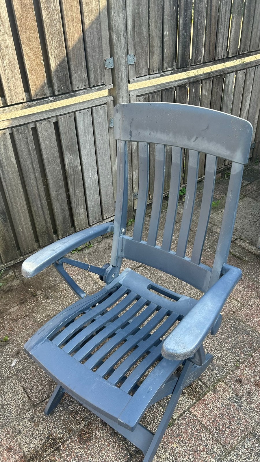 5 inklapbare tuinstoelen en 2 krukjes, Ophalen, Gebruikt, Kunststof, Inklapbaar