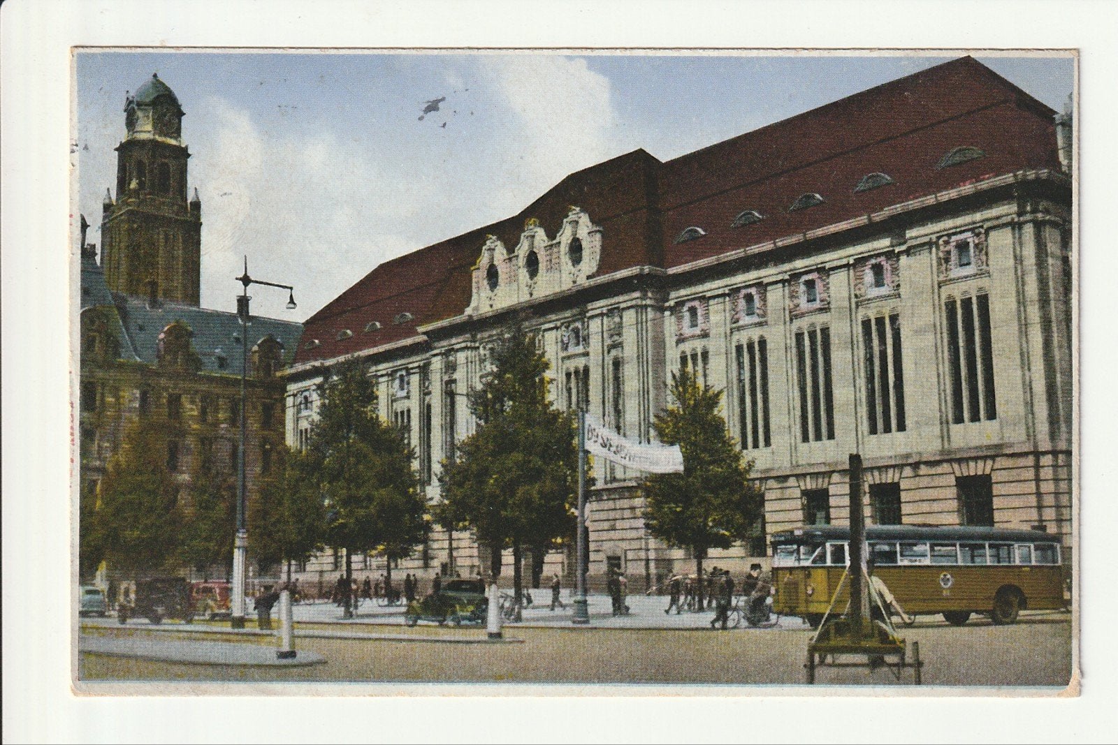 ROTTERDAM POSTKANTOOR OUDE AUTO HAAGSE TRAM KROMHOUT BEIJNES, Ophalen of Verzenden, 1920 tot 1940, Gelopen, Zuid-Holland
