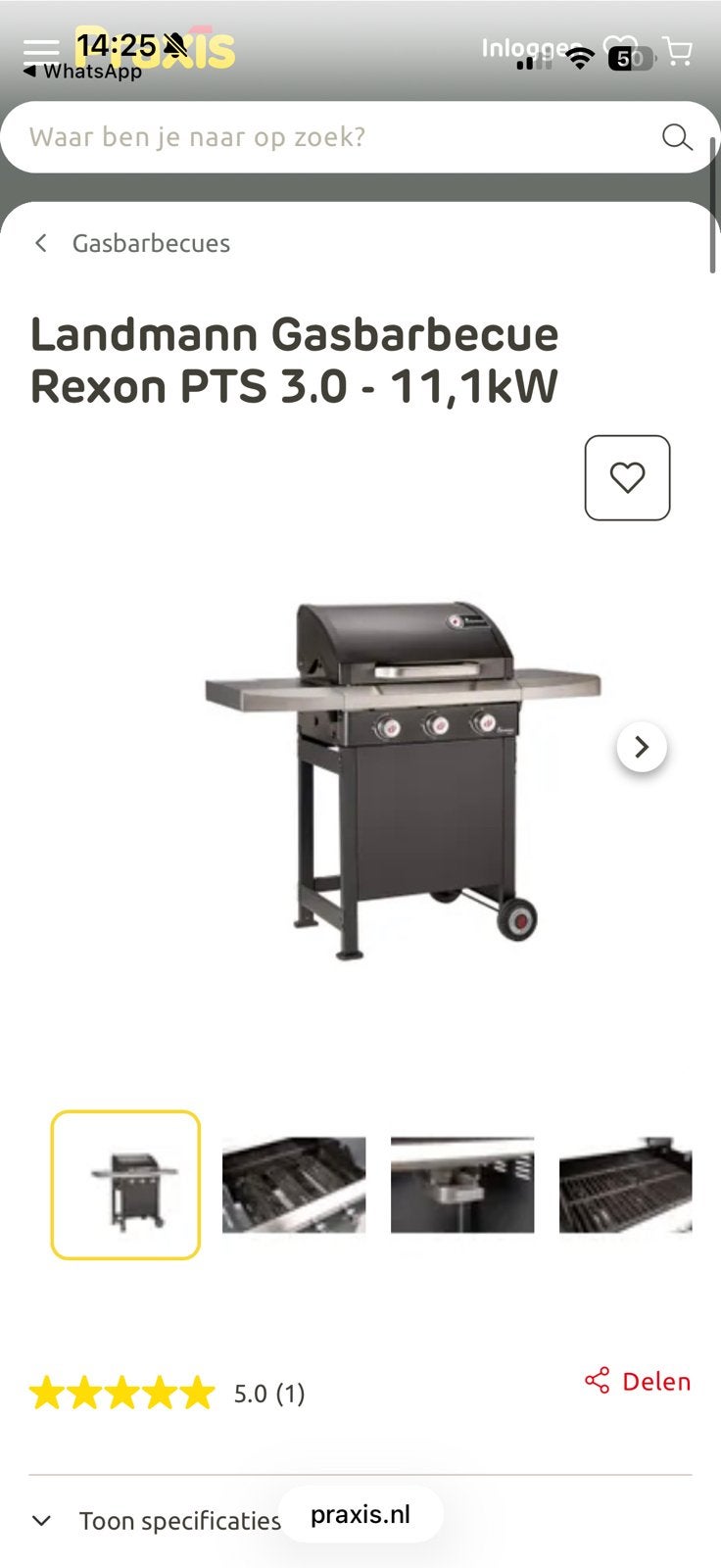 Landmann Trexon PTS 3.0 GasBBQ - Zwart, 4 branders, Ophalen, Gebruikt