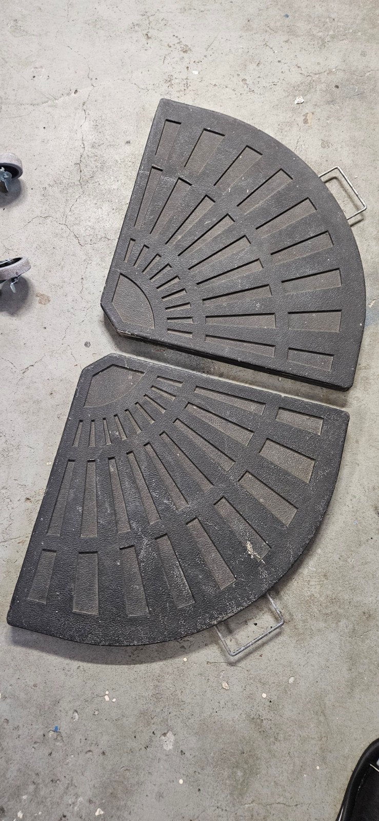 set van 4 parasolvoet tegels - 14KG/Stuk, Ophalen, Gebruikt, Minder dan 1 meter, Parasolvoet