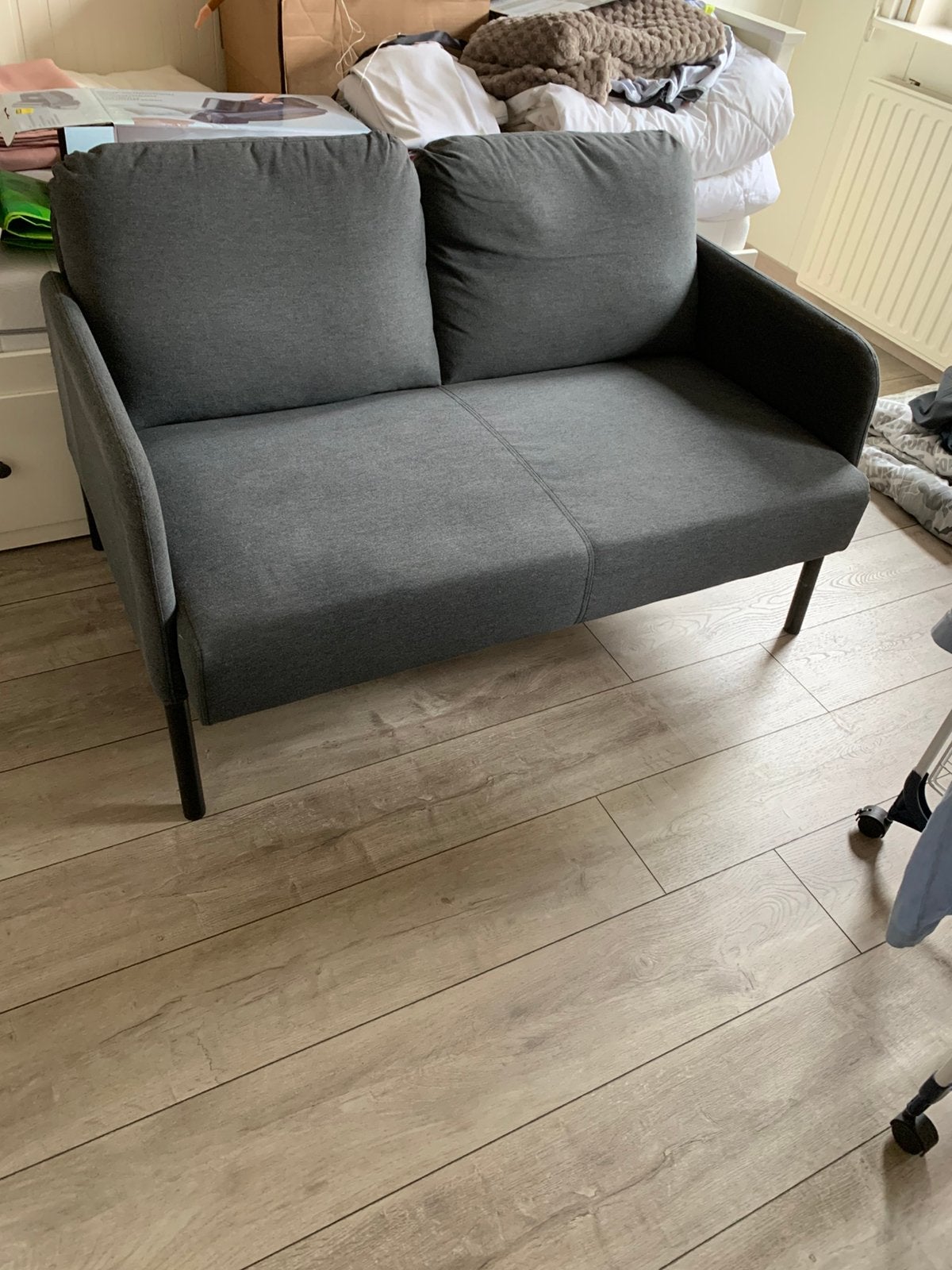 Grijs Ikea bankje, Ophalen, 75 tot 100 cm, Tweepersoons, Minder dan 150 cm