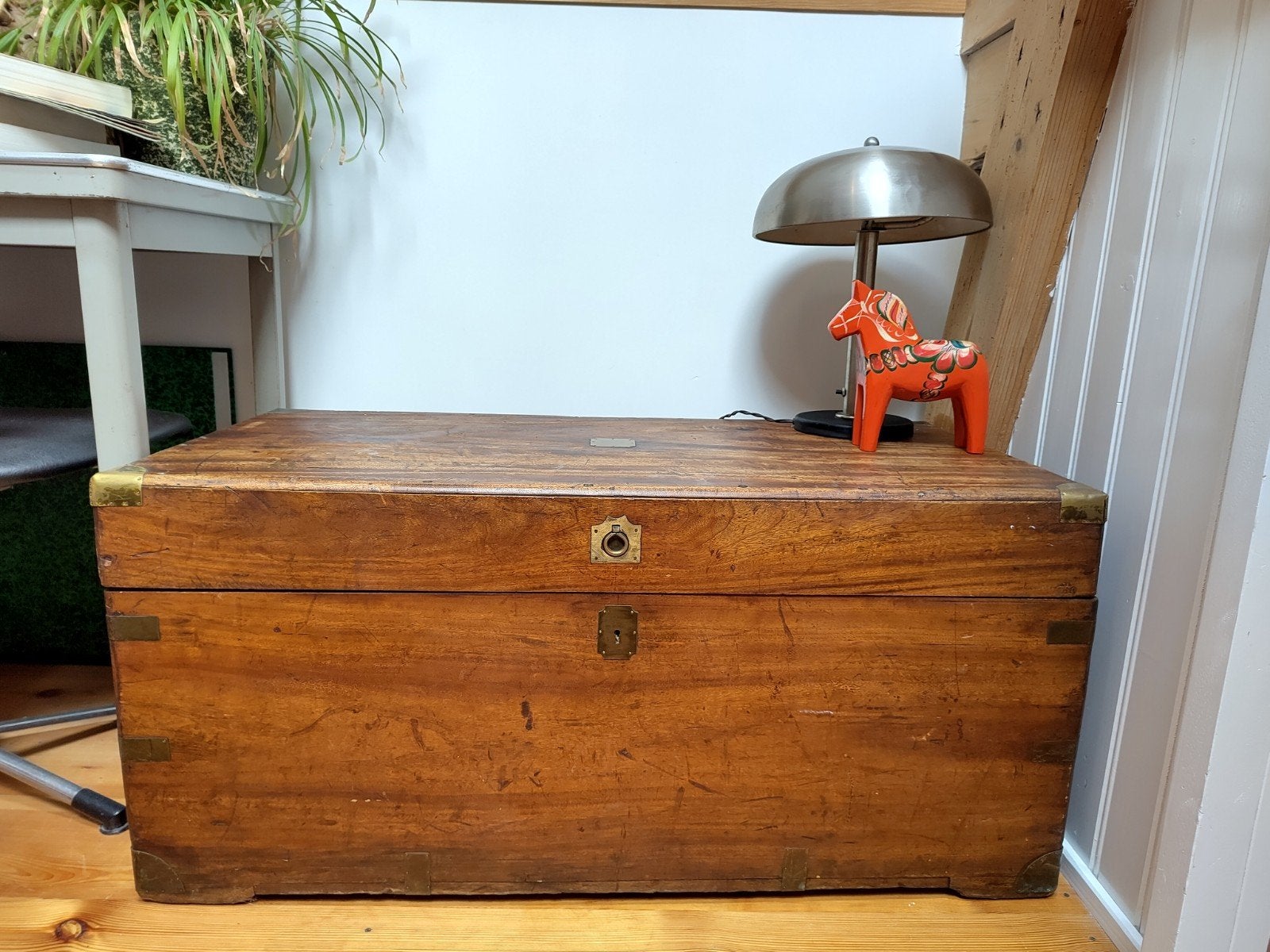 Antieke kamferkist Chinese kist met messing beslag, Ophalen, 50 tot 100 cm, Minder dan 50 cm, 5 – 50