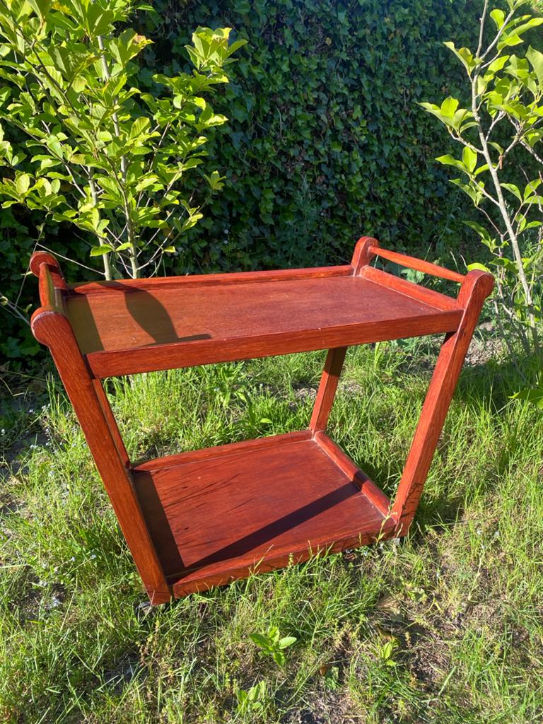 Vintage houten serveerwagen op wielen, Ophalen