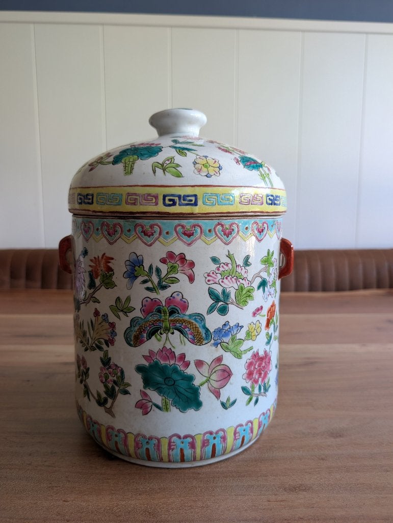 Grote Chinese Famille Rose dekselpot / Kamcheng (31 cm), Antiek en Kunst, Ophalen