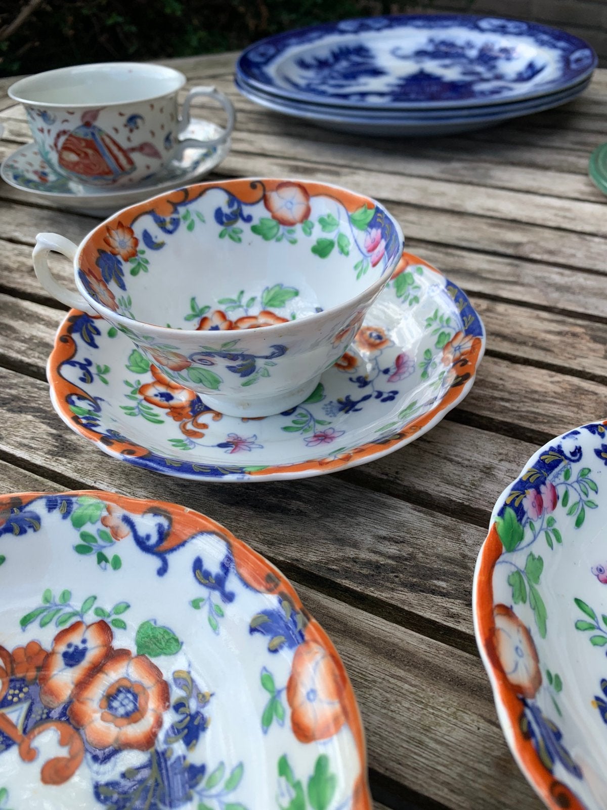 antiek porseleinen kop en schotels met  Minton "Vaux Japan", Verzenden