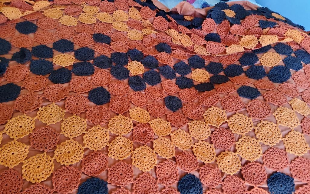 VINTED ZELF GEHAAKT SPREI JAREN 60, Ophalen, Zo goed als nieuw, Eenpersoons, Overige kleuren