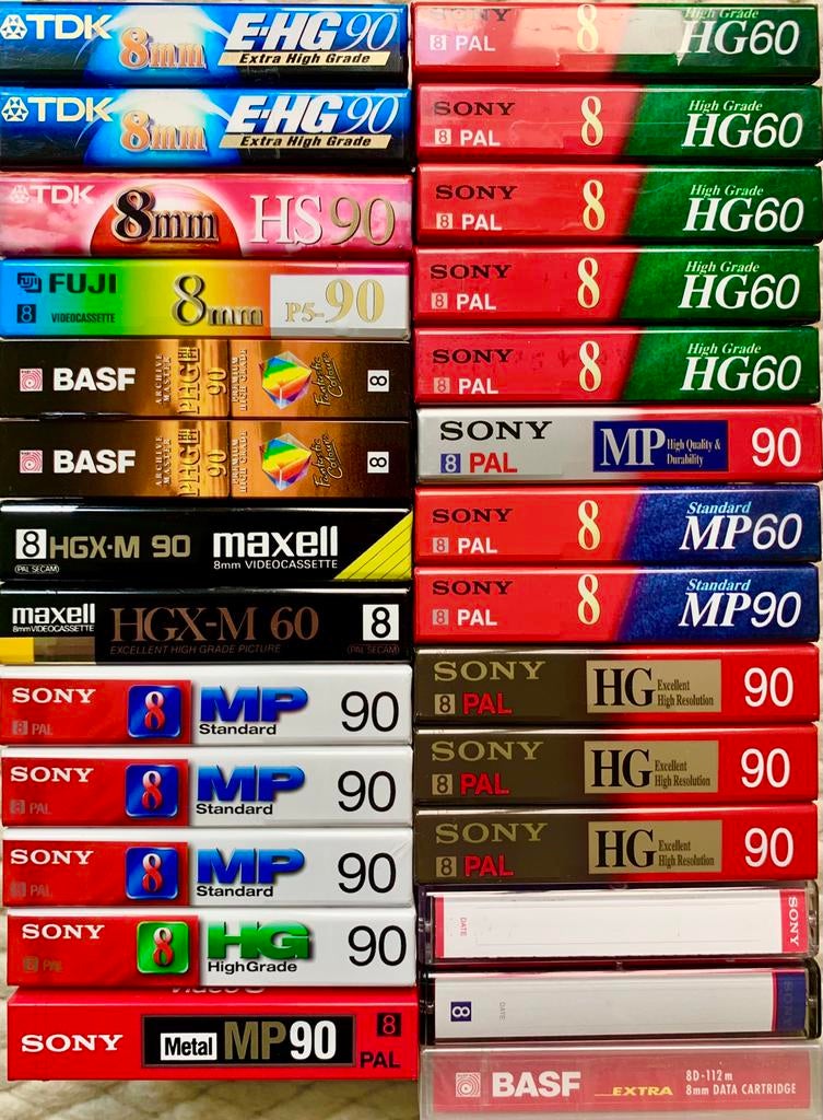 NOS Video 8 8mm videocassettes Sony TDK Maxell BASF FUJI OVP, 8mm, (Video)band, Diversen, Ophalen of Verzenden