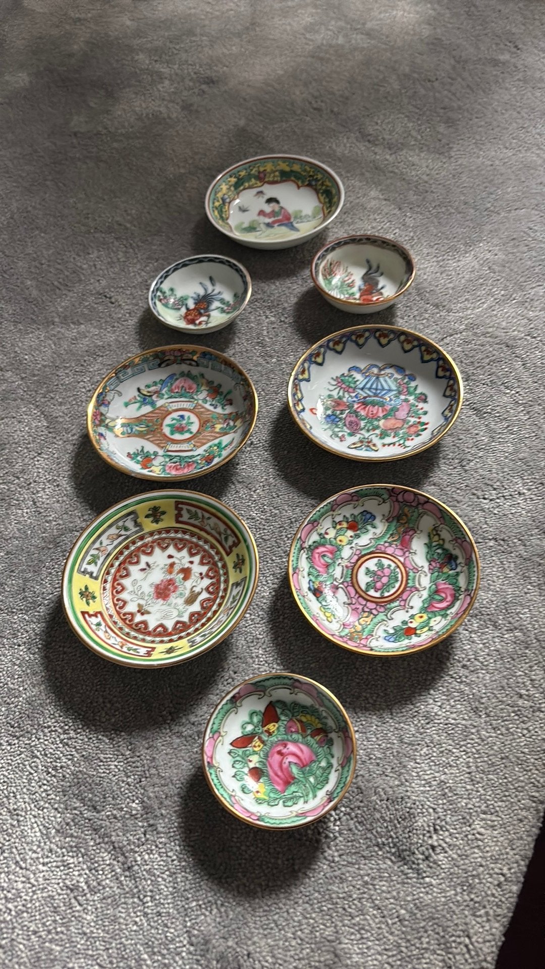 Grote Set van 8 Vintage Chinese Porselein Schaaltjes, Ophalen