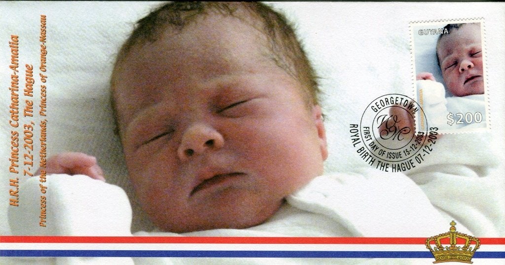 Prinses Amalia, geboorte 7 december 2003, Koningshuis brief, Postzegels en Munten, Verzenden, Gestempeld, Zuid-Amerika