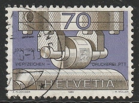Zwitserland 1980 1182 Drukcilinder, Gest, Ophalen of Verzenden, Gestempeld
