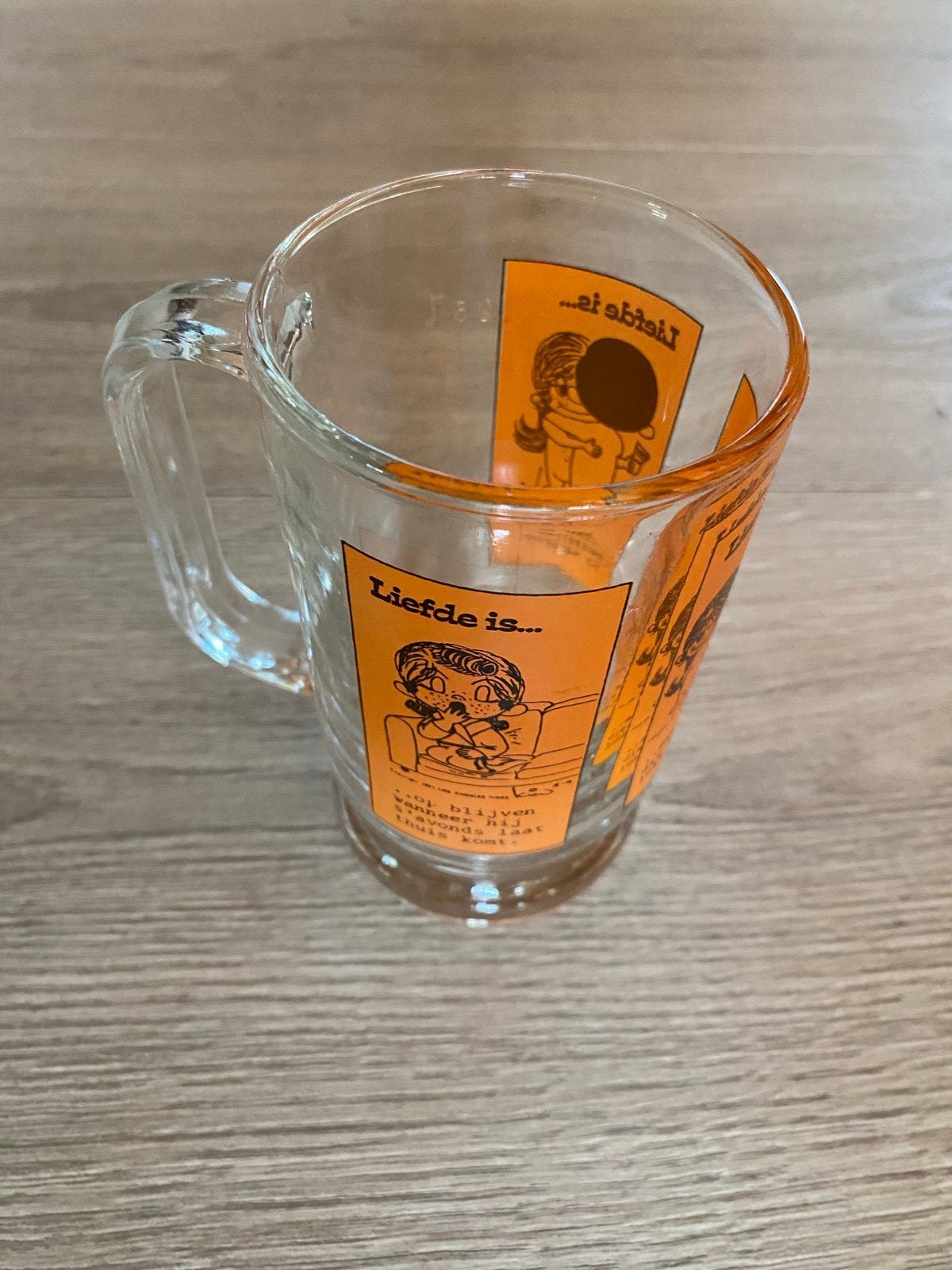 Vintage Liefde is... Drinkglas - Oranje Opdruk, Ophalen