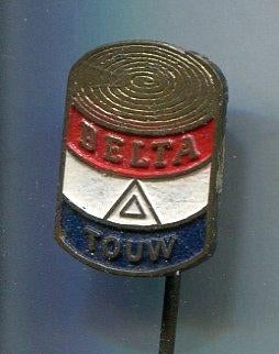 Delta - Touw olie drum met Ned. vlag koper speldje( T_123 ), Verzamelen, Speldjes, Pins en Buttons, Verzenden, Zo goed als nieuw
