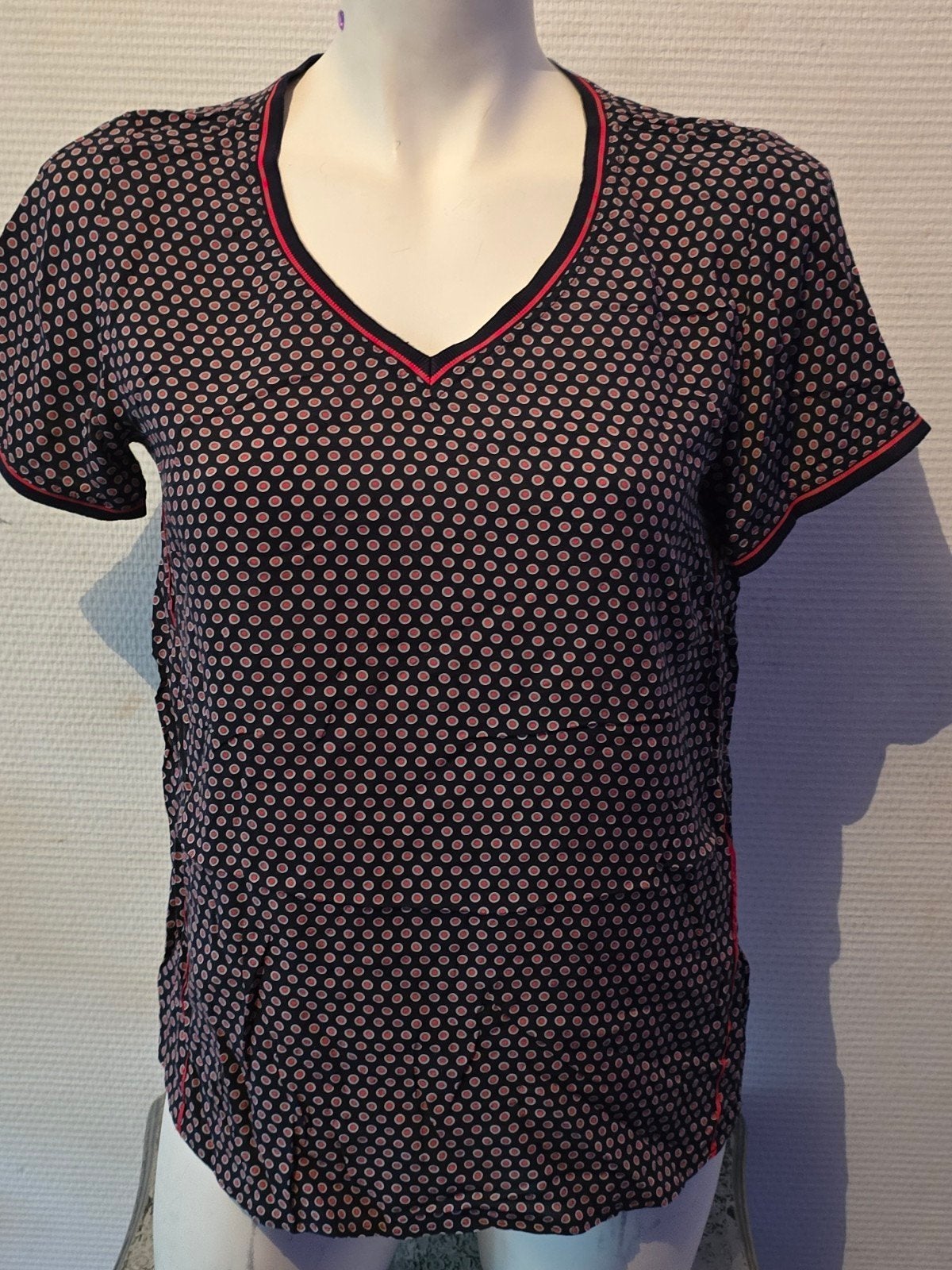 Taifun T-shirt met stippenpatroon en V-hals maat M, Kleding | Dames, Maat 38/40 (M), Blauw, Ophalen of Verzenden, Gedragen