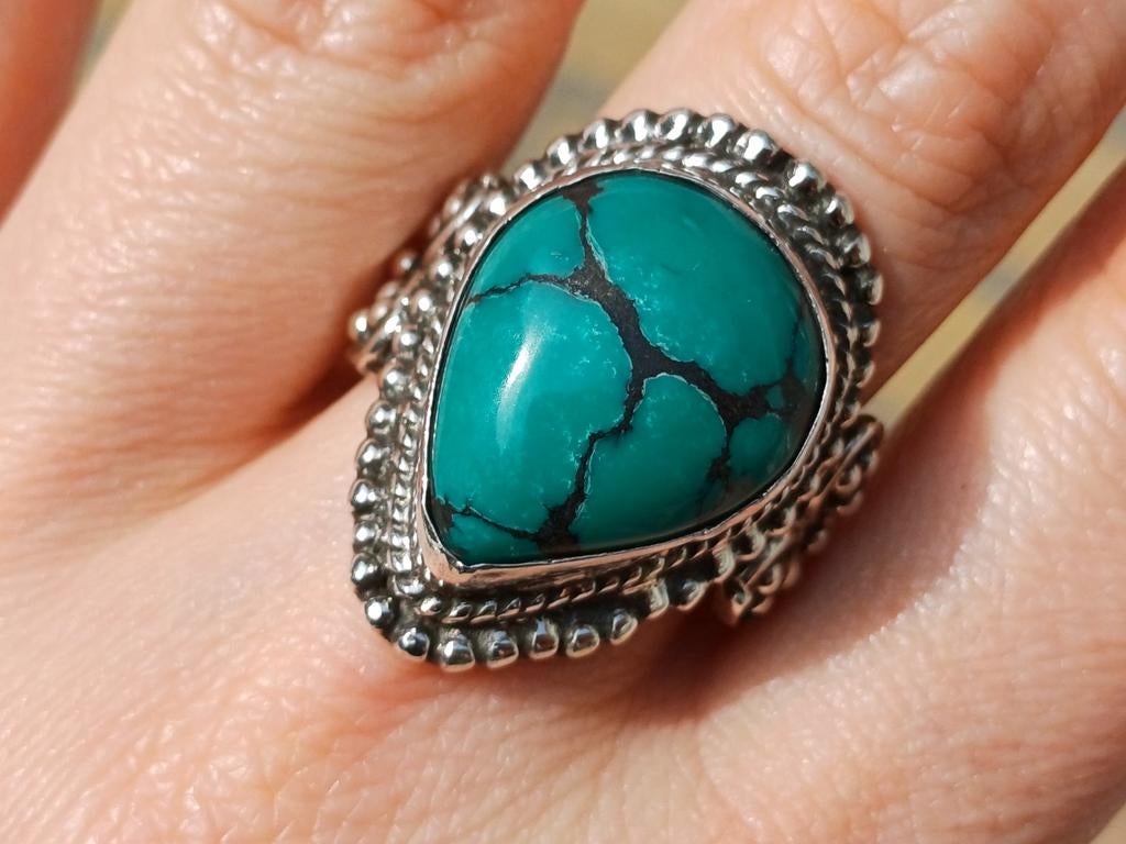 Vanoli 925 zilveren ring met turquoise maat 19, Daiva1973@hotmail.com, 18 tot 19, Vanoli, Blauw