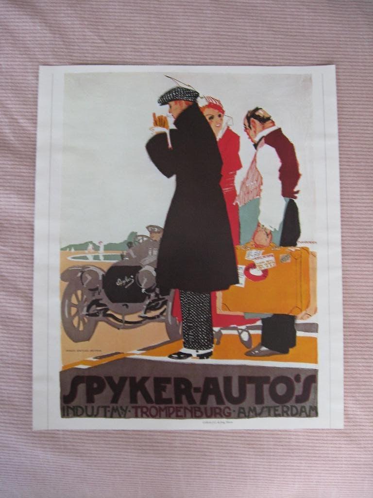 Oude poster. SPYKER-AUTO'S INDUSTMY-TROMPENBURG, Ophalen of Verzenden, Zo goed als nieuw, Gebruiksvoorwerp