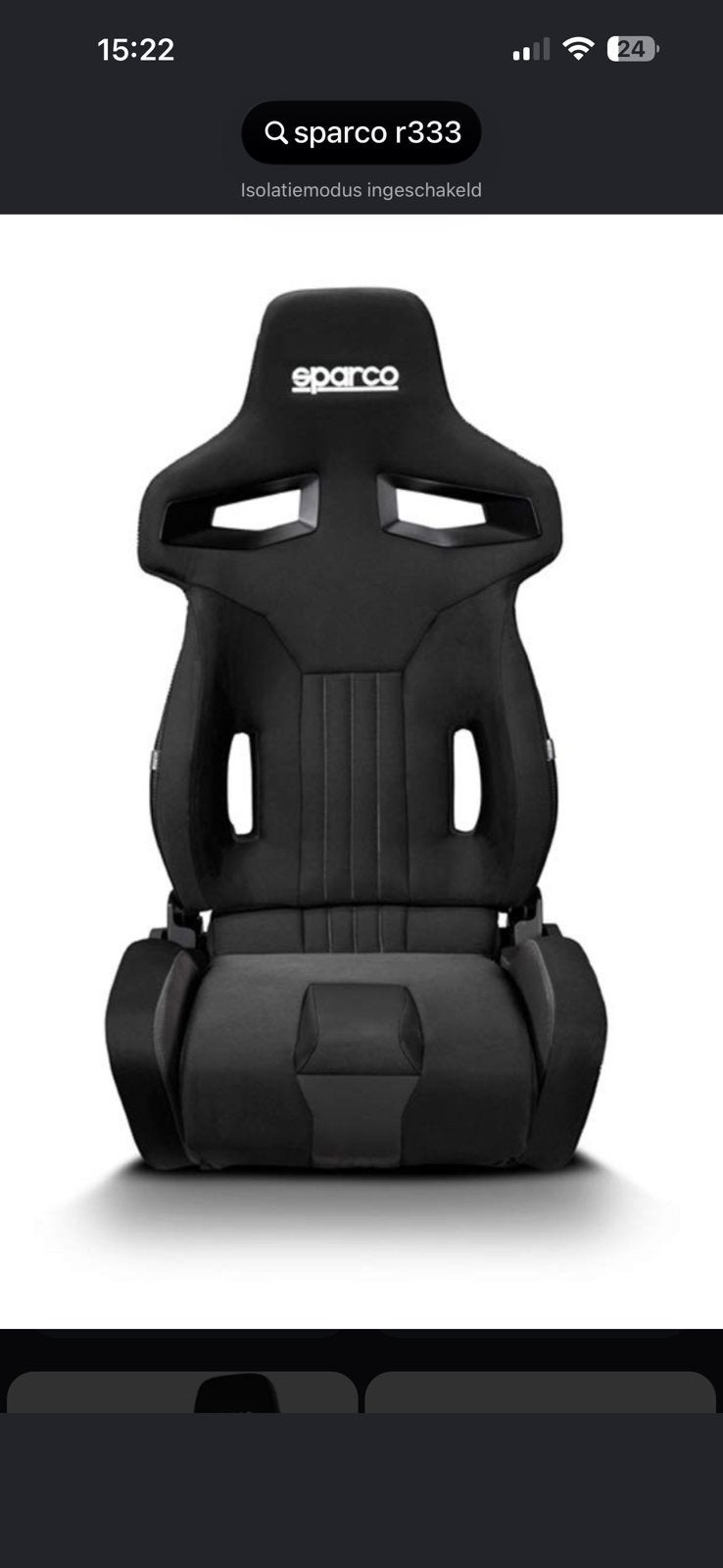 Sparco R333 zwart met elektr. lendesteun en blauwe gordel, Ophalen, Gebruikt, Playseat of Racestoel, PlayStation 4
