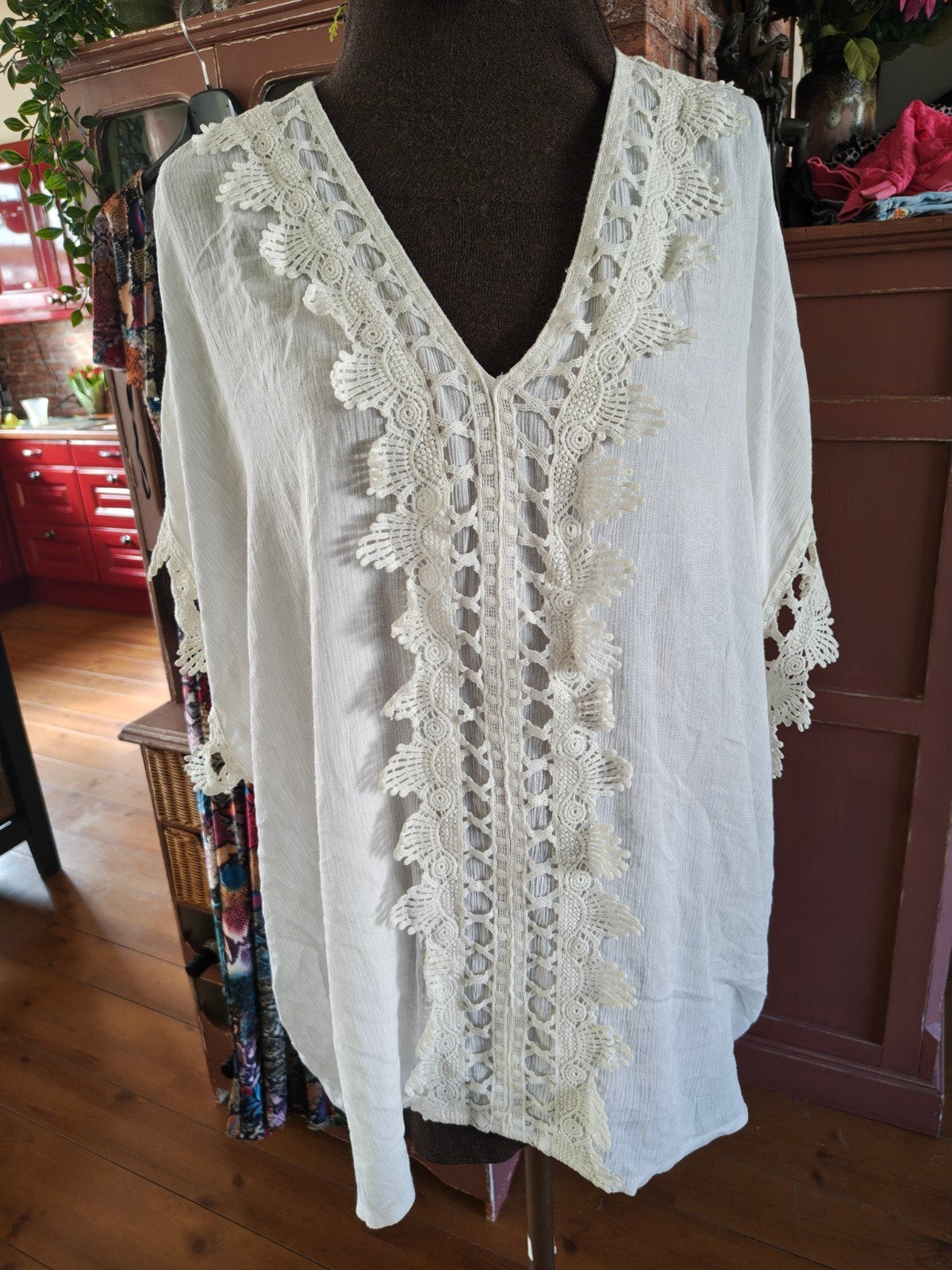 tuniek wit maat l xl mat, Ophalen of Verzenden, Zo goed als nieuw, Maat 46/48 (XL) of groter, Wit