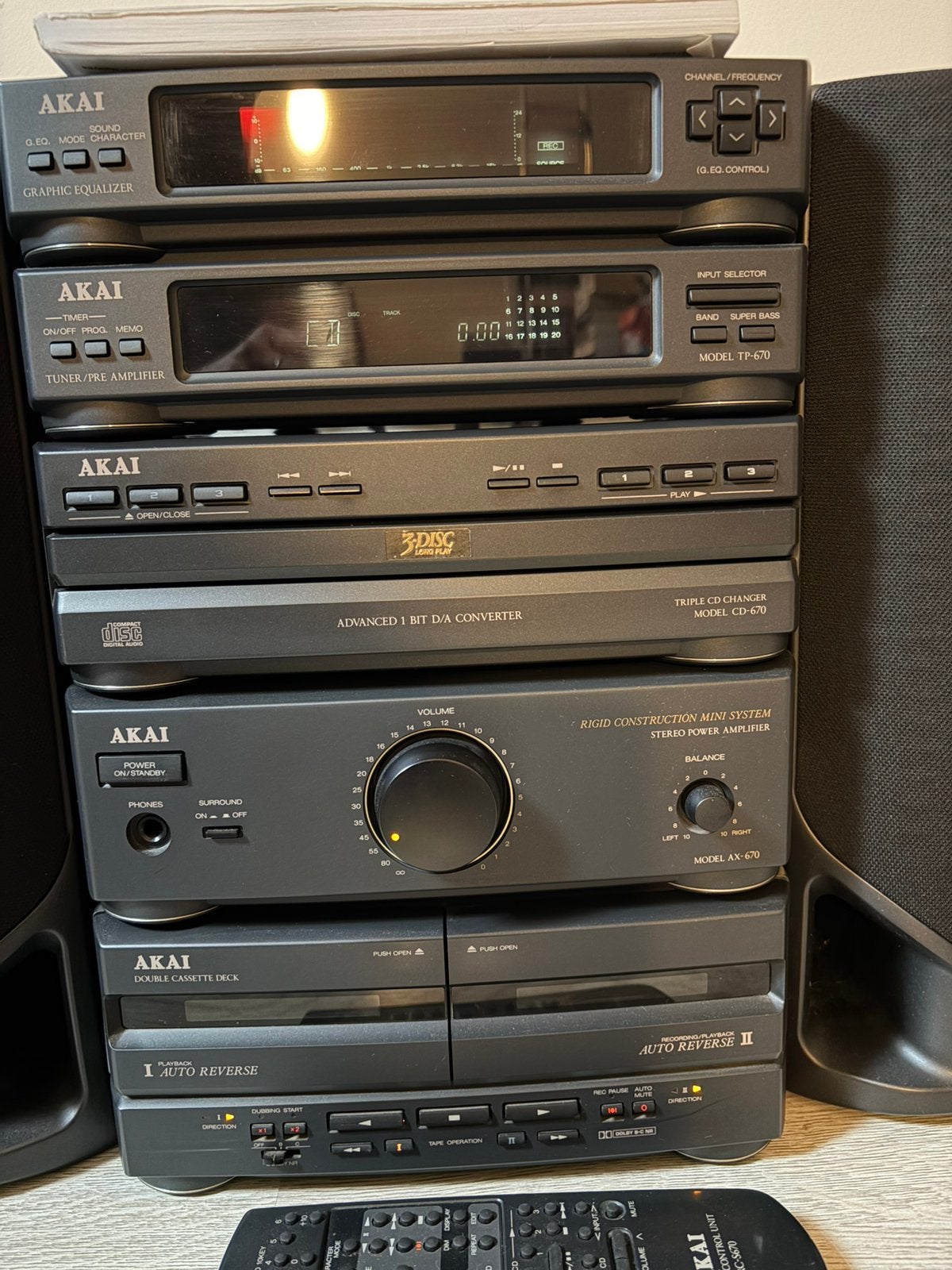 Stereoset Akai MX 670 met boxen, Ophalen, Cassettedeck, Losse componenten, Zo goed als nieuw