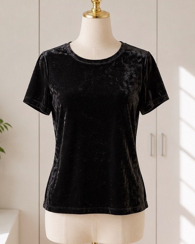 Liz Devy velours fluwelen zwarte top nieuw  M, Maat 38/40 (M), Liz Devy, Zwart, Nieuw