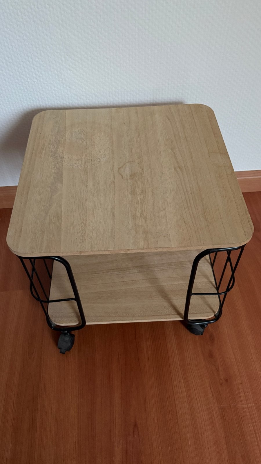 Bijzettafel op wieltjes en rem, 38x38x33 cm, Ophalen, Minder dan 45 cm, Minder dan 55 cm, Gebruikt