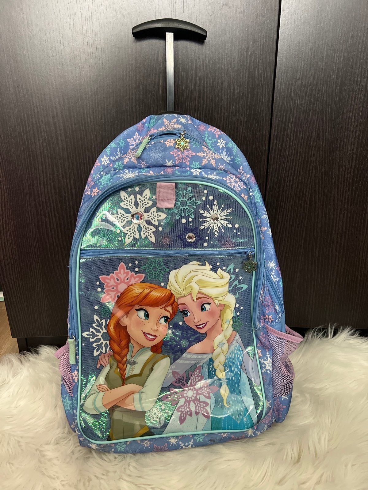Frozen Elsa & Anna Trolley Rugzak - Blauw met Sneeuwvlokken, Ophalen, Gebruikt, Blauw, Overige merken