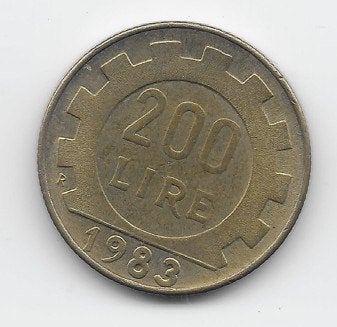 Italië 200 lire 1983 KM# 105, Postzegels en Munten, Munten | Europa | Niet-Euromunten, Verzenden, Italië, Losse munt