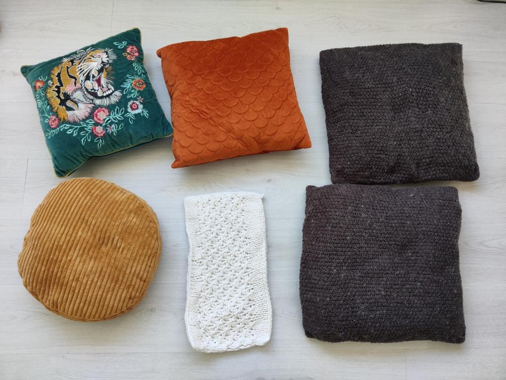 Diverse sierkussens - ook afzonderlijk van elkaar te koop, Huis en Inrichting, Ophalen, Gebruikt, Groen, Rond