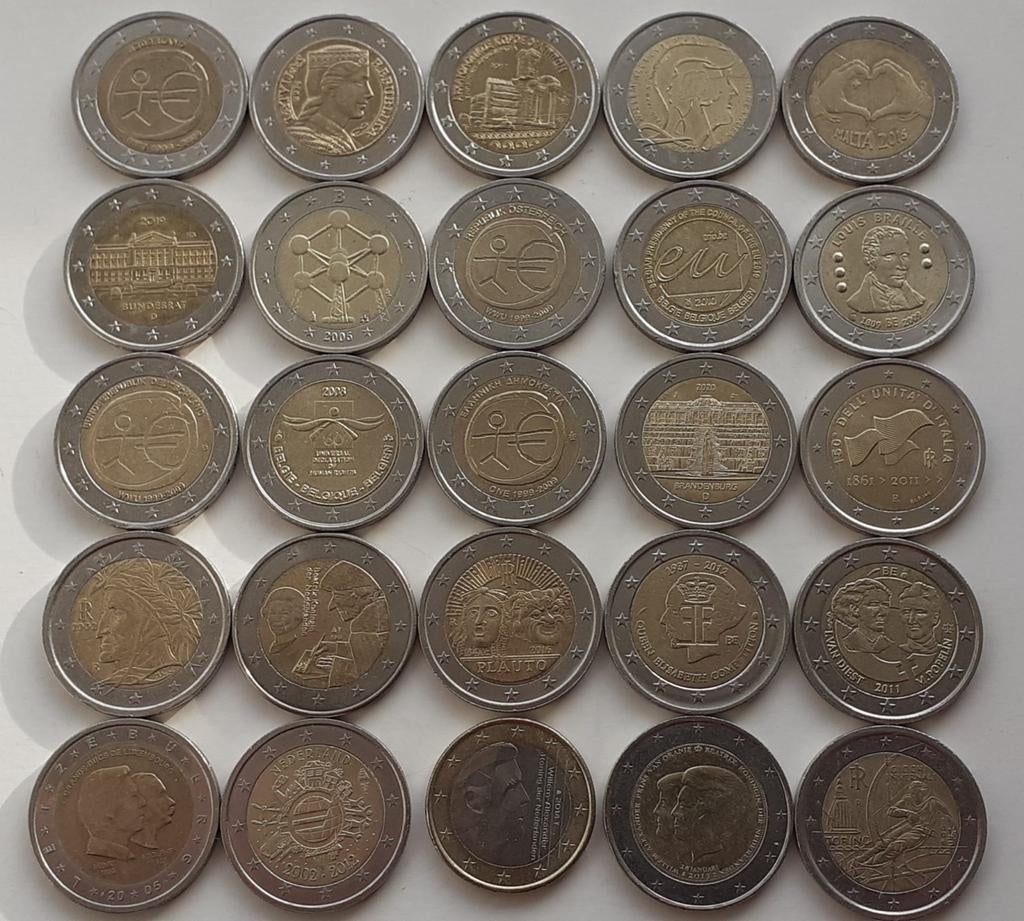 Tientallen 2 euro munten (24 foto's), Ophalen of Verzenden, 2 euro, Losse munt